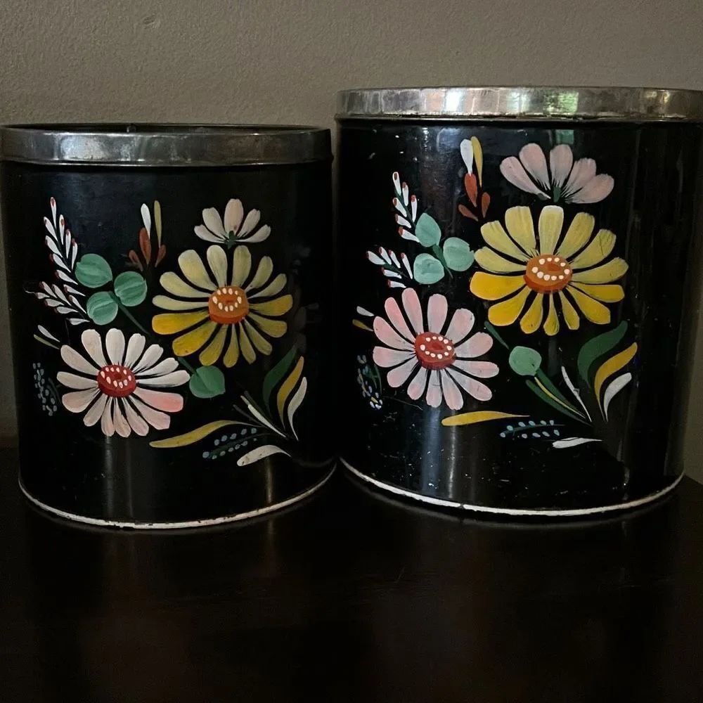 Vintage Ransburg Hand Painted Canisters Indianapolis